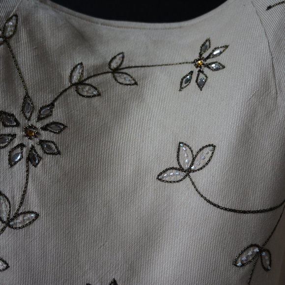 Lafayette 148 Linen Silk Skirt Embroidery Beads Sz 6 - Picture 3 of 8